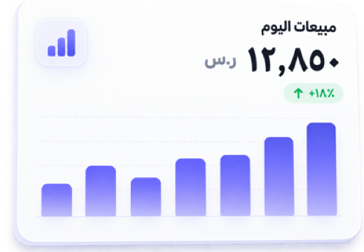 بطاقة تقرير المبيعات اليومية مع مؤشر نمو