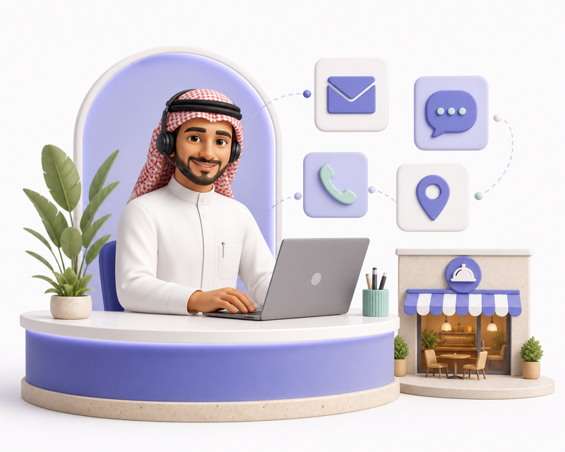 رسم توضيحي لقنوات التواصل مع فريق الدعم